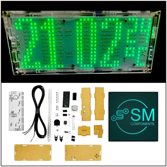 DIY 0603 SMD Electronic GREEN LED Clock Kit With Temp/ Auto Dim Inc Acrylic Case