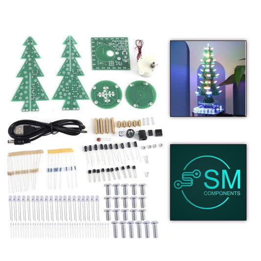 DIY Auto Rotating Music Christmas Tree RGB LED with Blue Pulsing Base Light KIT