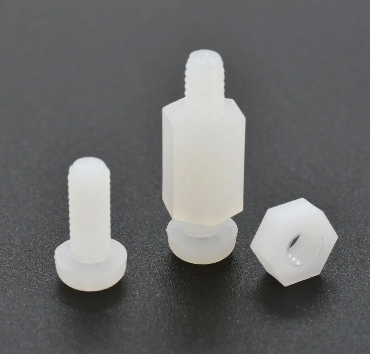 200pcs WHITE M3 Male Female Spacer Nylon Hex Screw Standoffs Nut Kit Inc Case