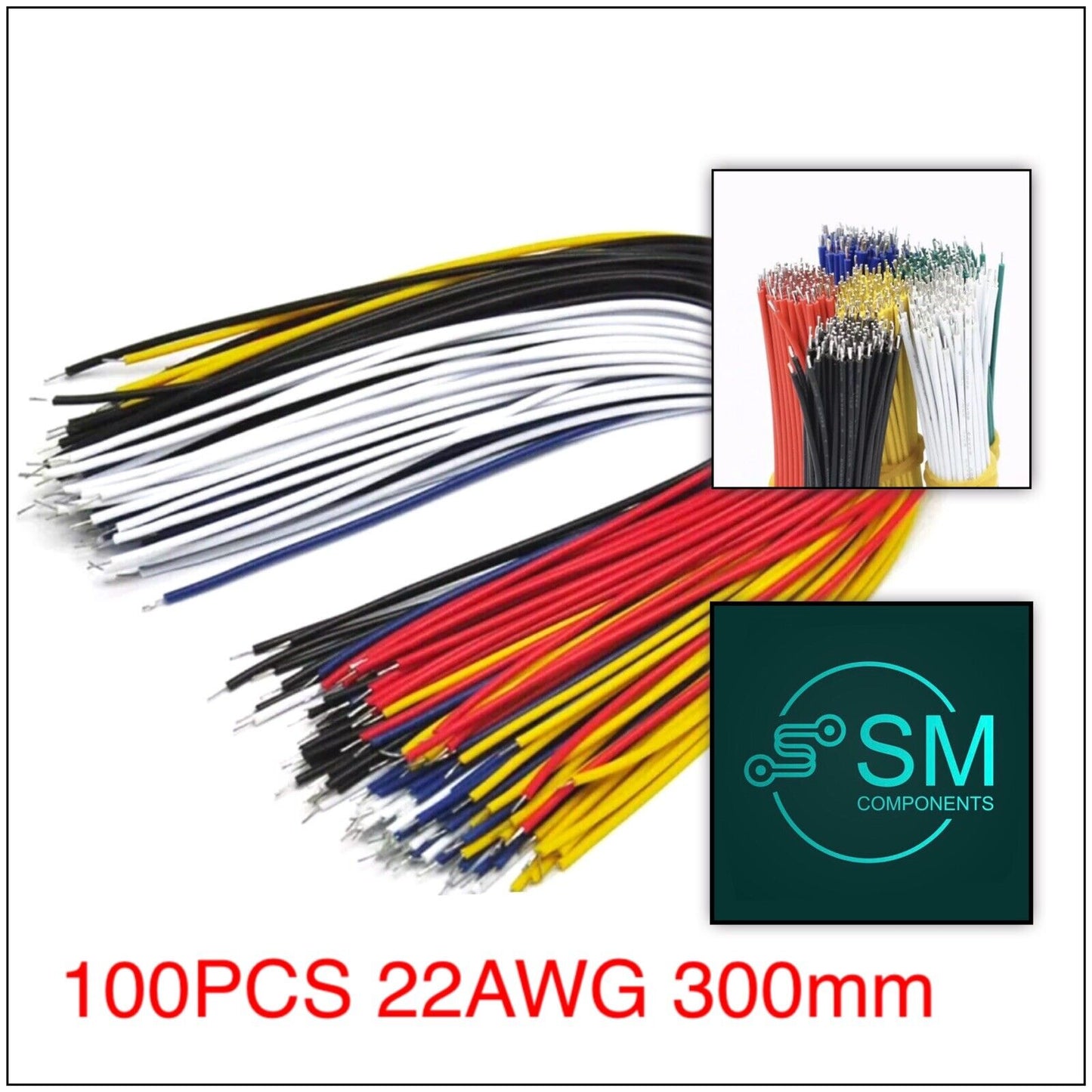 22 AWG Copper Wire 100PCS  PCB Breadboard Solder Cable Copper Wire DIY 12” 300mm