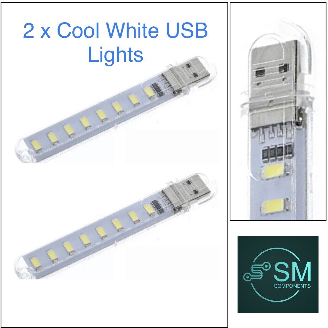 2 X USB emergency COOL WHITE LED Power Bank 8 Led LED Lamp Lighting Night Light