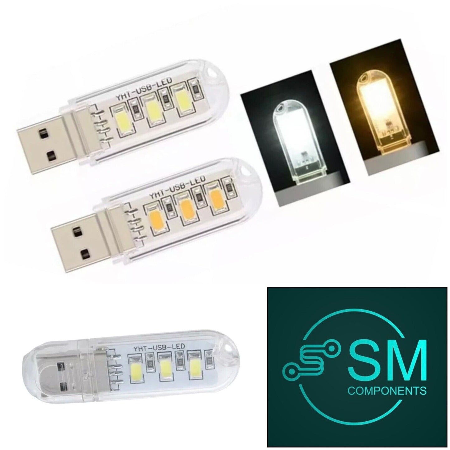 4 X USB emergency COOL WHITE LED Power Bank 3 Led LED Lamp Lighting Night Light