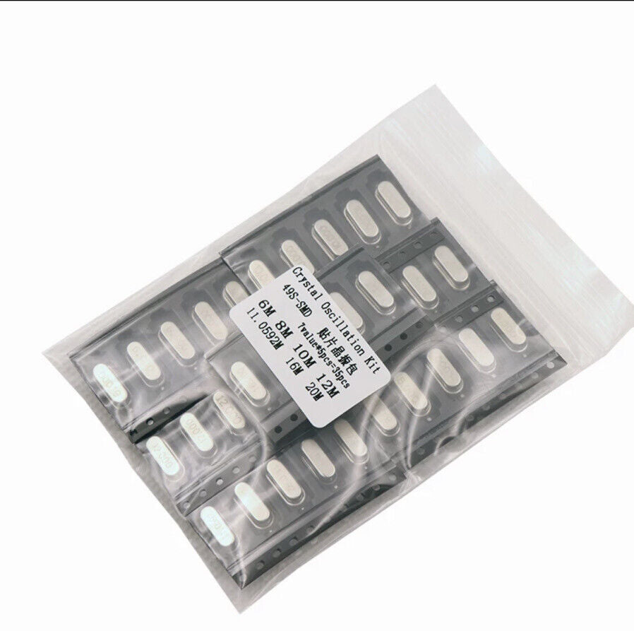 35pcs Crystal Oscillator SMD Electronic Kit, HC-49SMD 7 Values Quartz Oscillator