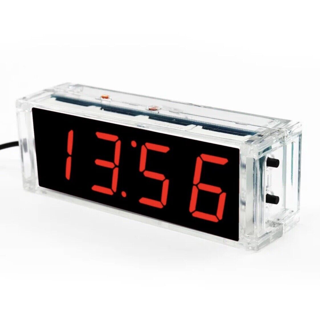 4-digit DIY Electronic Digital LED Clock Kit Alarm RED Auto Display Time Temp