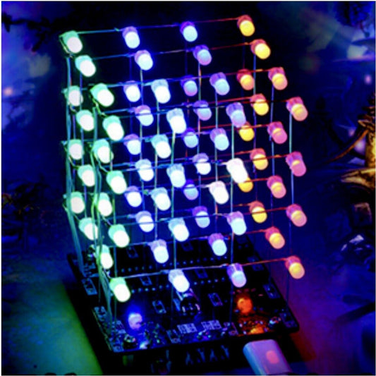 4X4X4 RGB 3D 5mm Multicolour Led Infrared Remote Control Light Cube Kit + Case