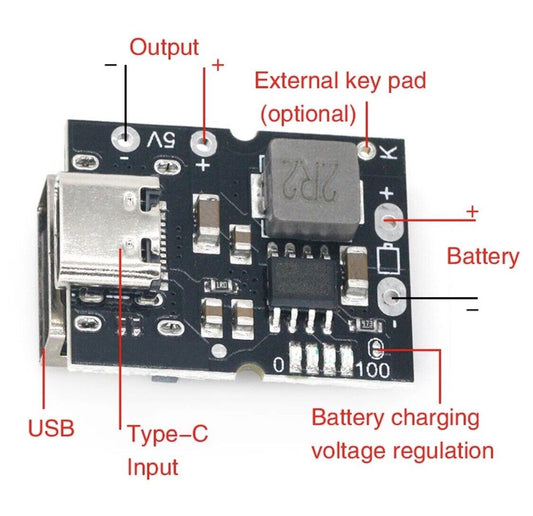 3PCS Type-C USB 5V 2A Boost Converter Step-Up Lithium Battery Charging Module