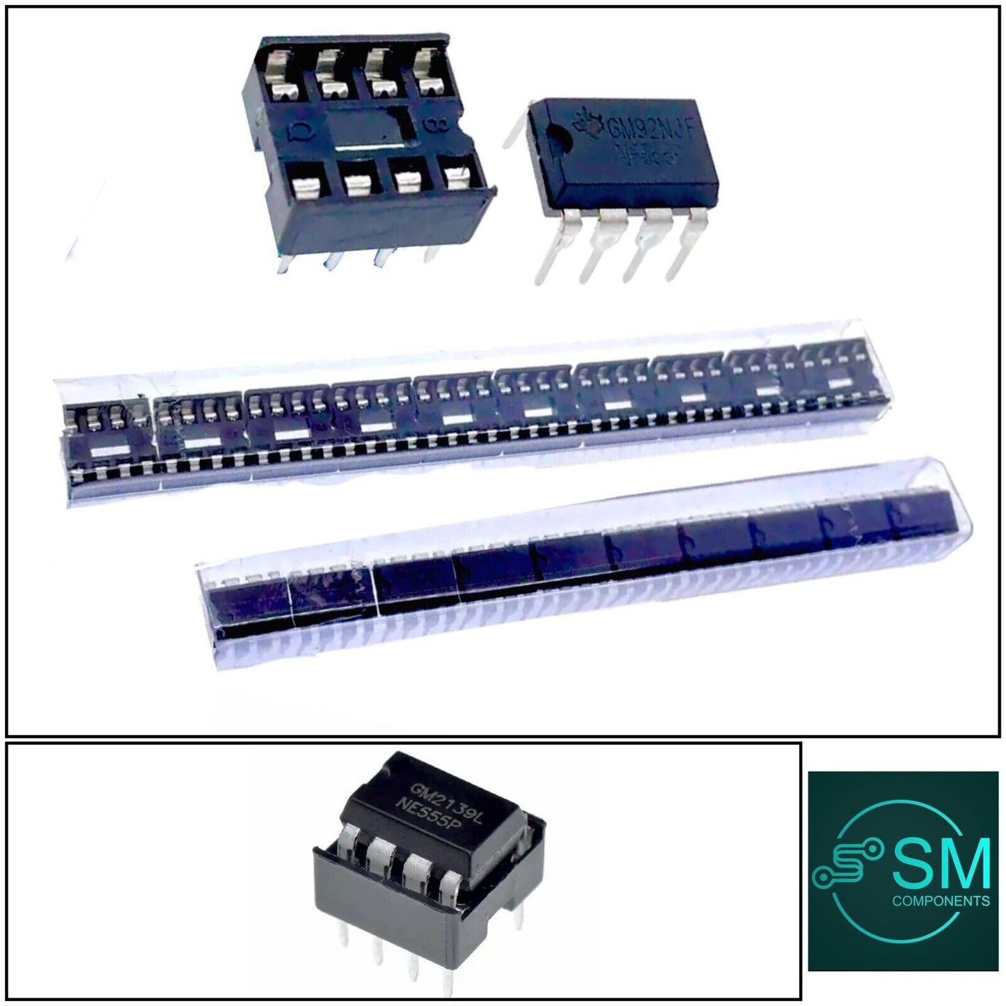 20PCS Kit NE555 NE555P Timing IC TI 8-DIP High Precision Timer 10X IC 10X Socket