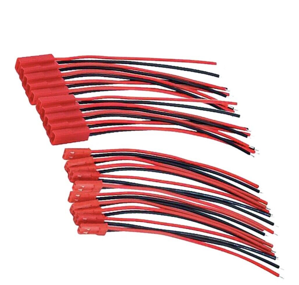 40PCS 180mm JST 2Pin Male Female Cable Connector 24AWG Wire Plug RC Battery