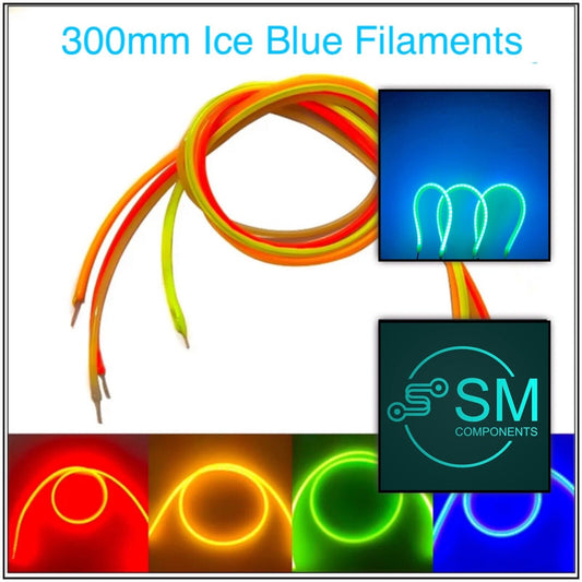 4pcs X DC3V 300mm ICE BLUE 490nm Super Flexible Silicone Filament Lamp LED DIY