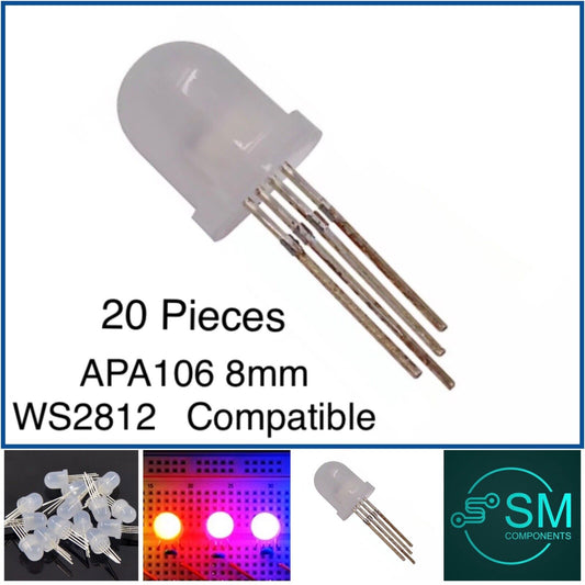 APA106 F8 8mm RGB LED 20pcs WS2812B-SK6812 NeoPixel Comp’ Light Emitting Diode