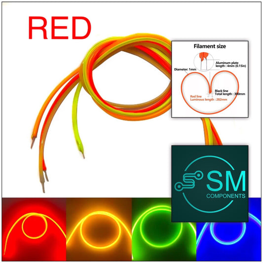 2PCS DC3V 300mm RED Light Emitting Diode Super Flexible Silicone Filament LED