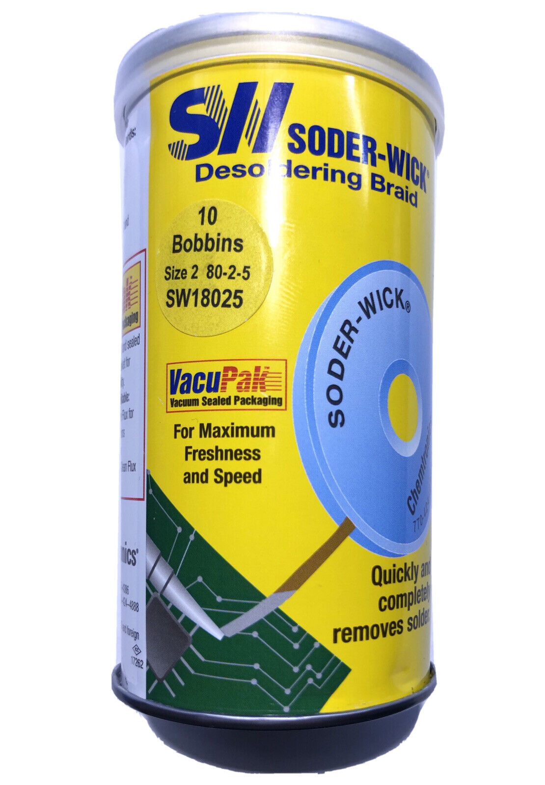 Soder-Wick Solder Wick No Clean Desolder Braid 1.5mm-5ft (80-2-5) 1 Bobbin DIY