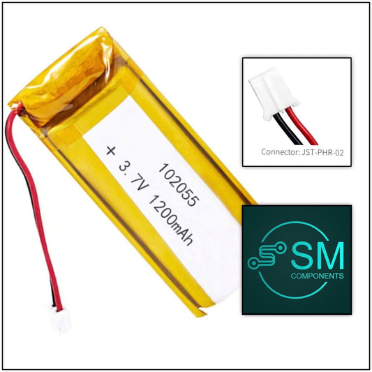 1 X Lithium Polymer Ion Battery LiPo 1200mAh 3.7V 102055 10x20x55 PH2.0 Connect