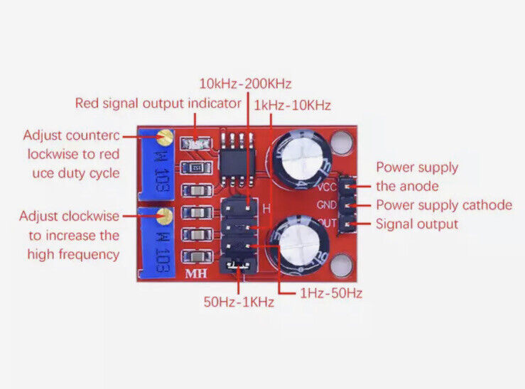 4PCS NE555 Pulse Frequency Duty Cycle Adjustable Module Square Wave Signal Board