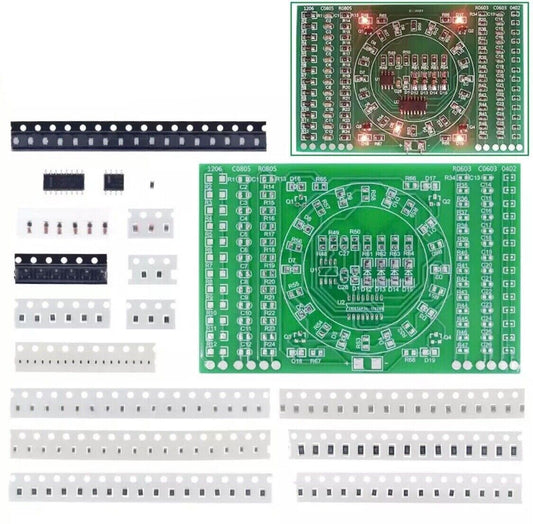 Soldering Practice SMD (GREEN) CD4017 NE555 Rotating LEDS DIY Kit Electronic PCB