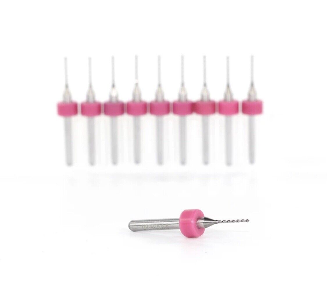 10Pcs 0.8mm PCB Print Circuit Board Carbide Mini Micro Drill Bit Set