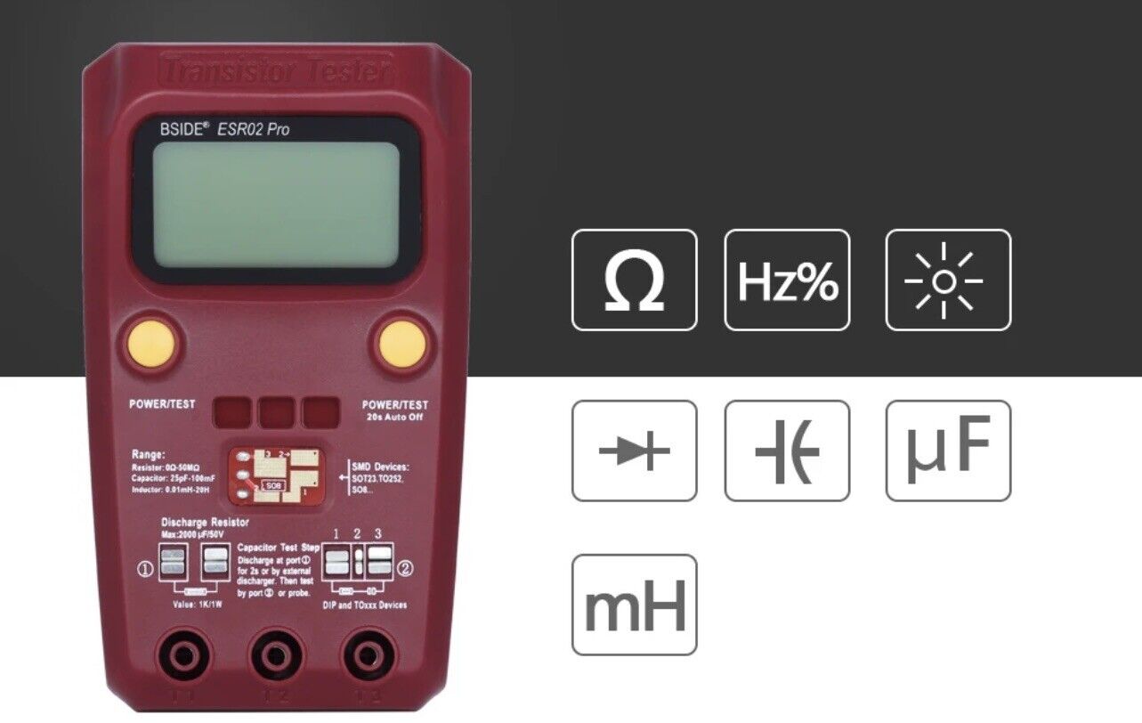 BSIDE ESR02 Pro Transistor Component Tester Multifunctional Digital Tester Diode