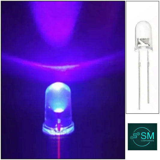 5mm UV Purple LED Light Emitting Diode 100pcs F5 Clear Round Top DIY Projects