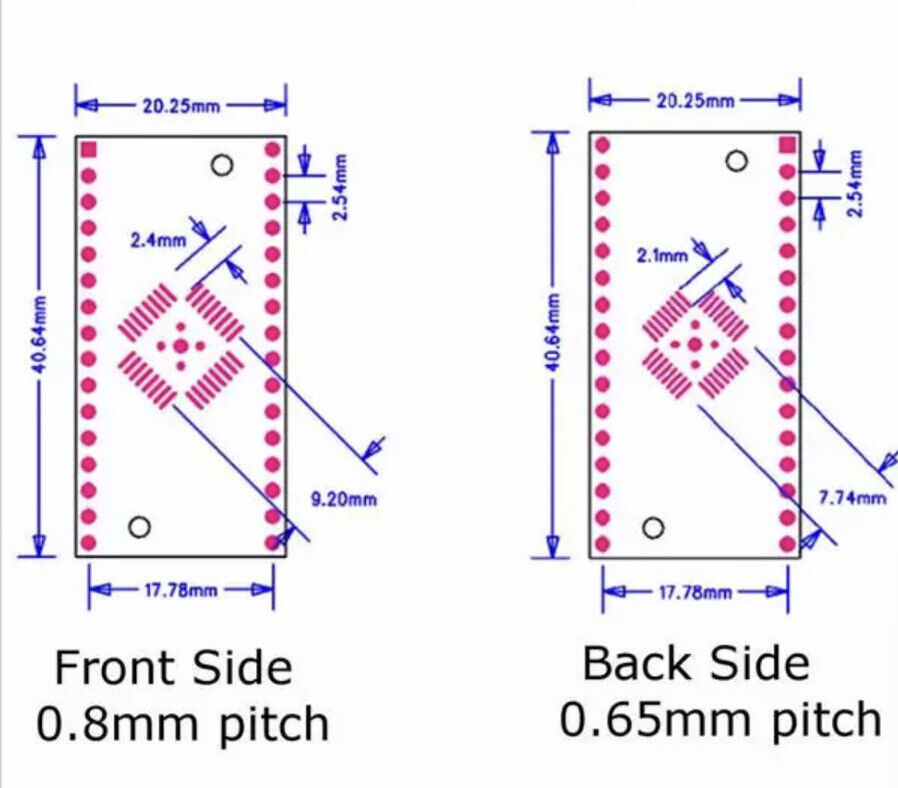 5 Pcs HTQFP QFN32 to DIP32 QFN32 0.8/0.65mm QFP32 QFP32 PQFP LQFP Adapter Plate