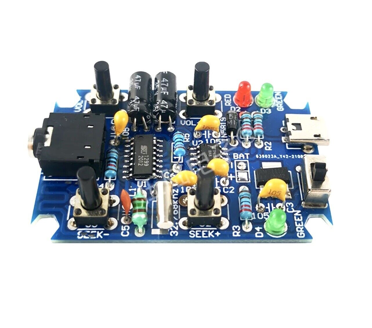 DIY Radio Kit 76MHz-108MHz Wireless Stereo FM Audio Receiver DIP+SMD Inc Battery