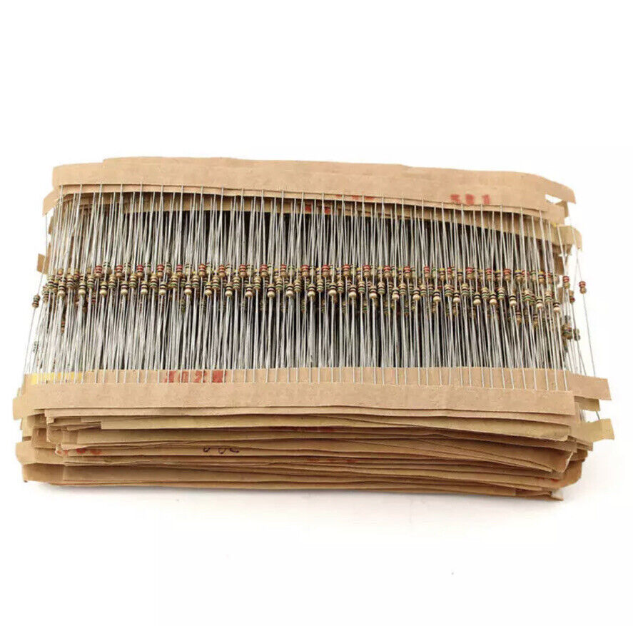 600pcs 30 Values 1/4 Watt Carbon Film Resistor Assortment Kit 5% Precision 10-1M