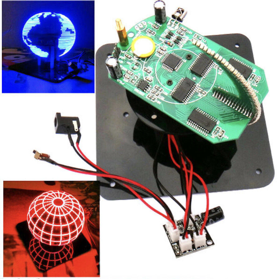 Assembled Finished BLUE Electronic Spherical Rotating SMD 56 LED POV (Not A Kit)