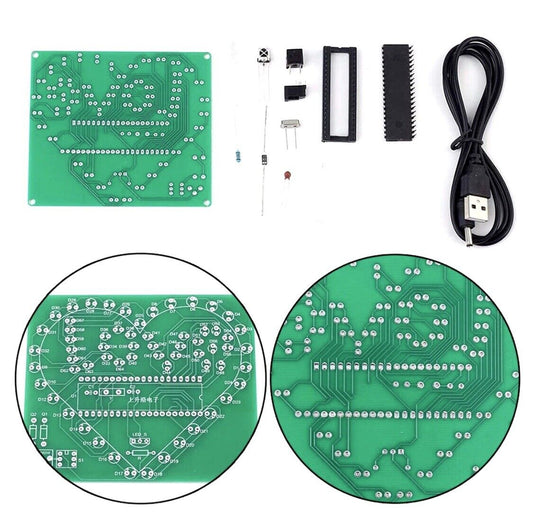 DIY RGB LED Heart Project Electronic Education Circuit Starter Kit Cable Include