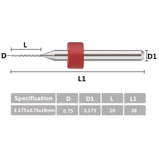 10Pcs 0.75mm PCB Print Circuit Board Tungsten Carbide Mini Micro Drill Bit Set
