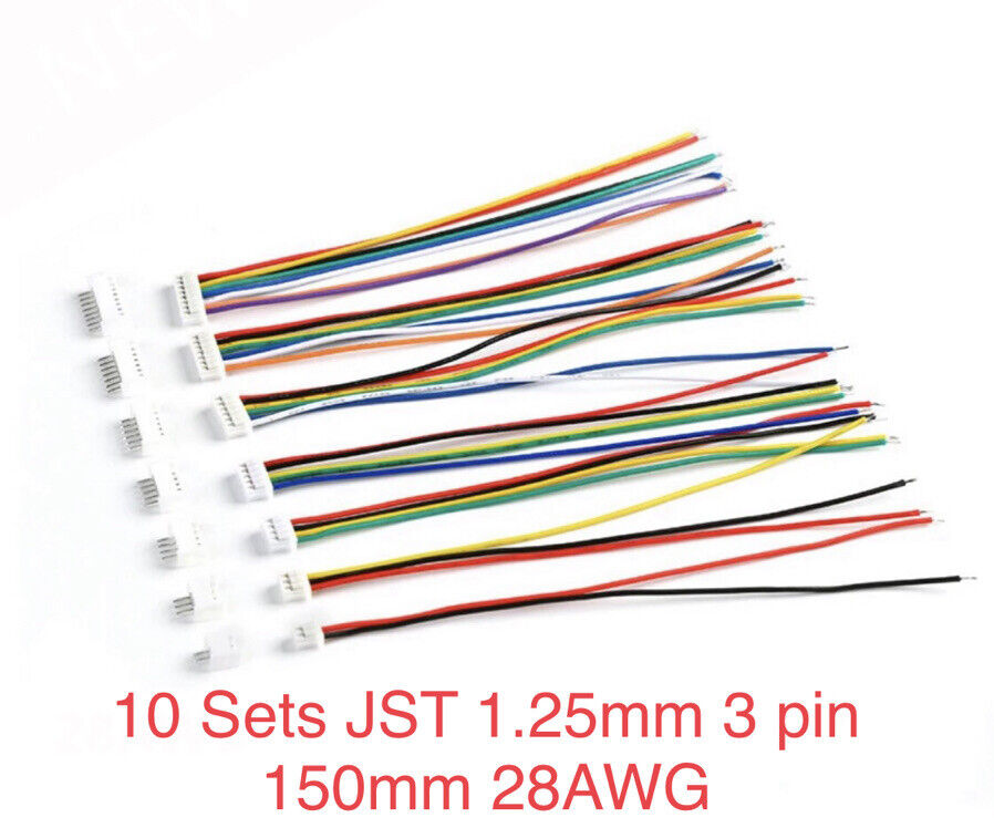 10 Sets 1.25mm JST 3 Pin Wired Micro Connector Quadcopter Electronic D ...