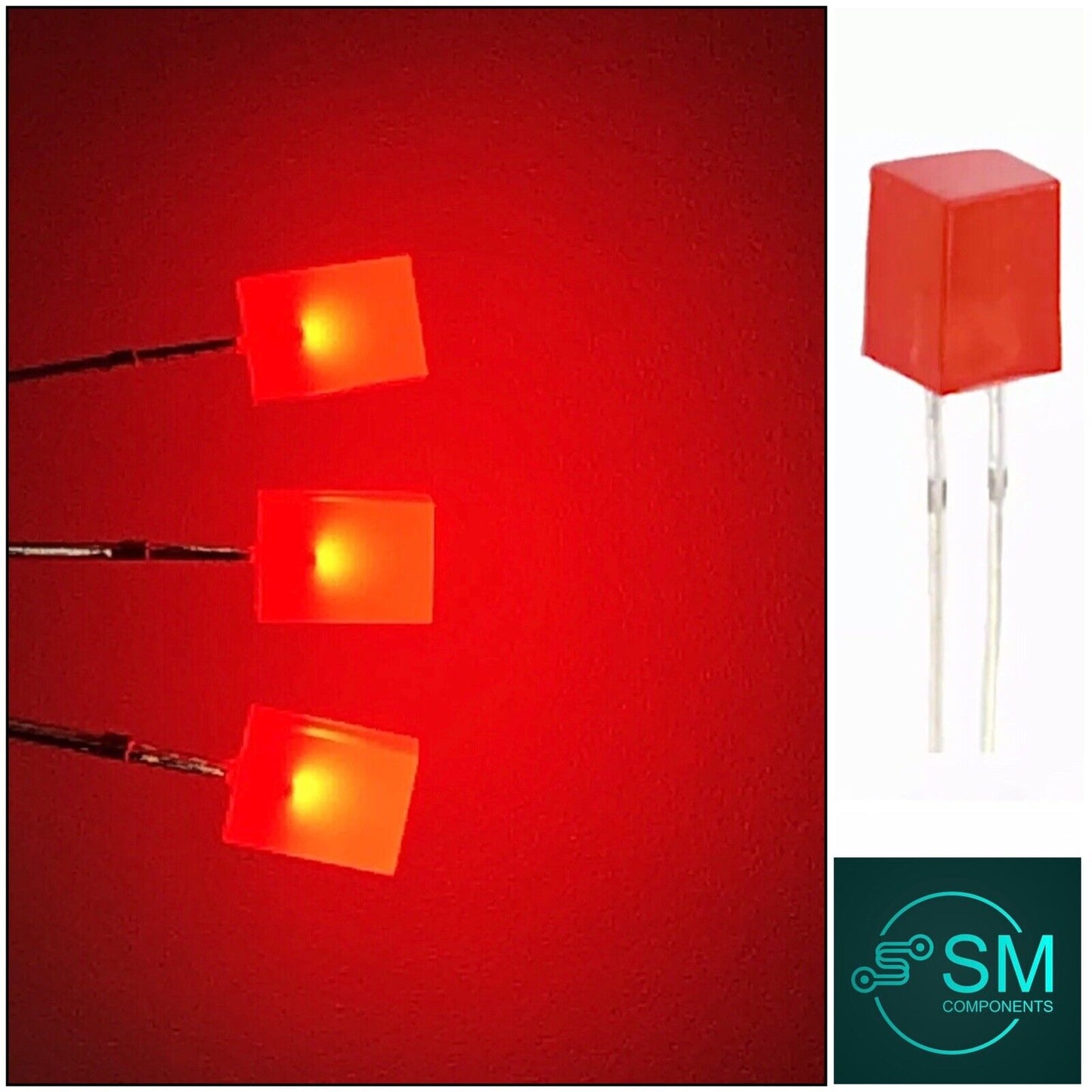 100pcs 5x5x7mm Diffused Red Resin Square Led Light Emitting Diode