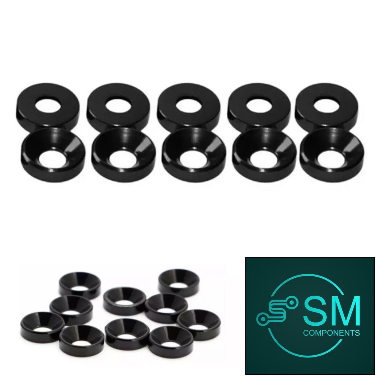 M3 10PCS BLACK Aluminium Washer For Counter Sunk Screw R/C Drone Automotive FPV