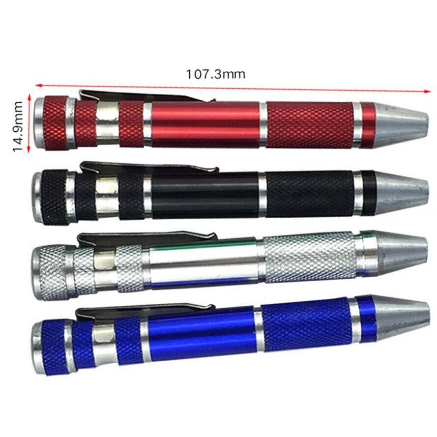 8 in 1 Screwdriver Pen Silver Alloy Screw Screwdriver Repair Multifunction Tools