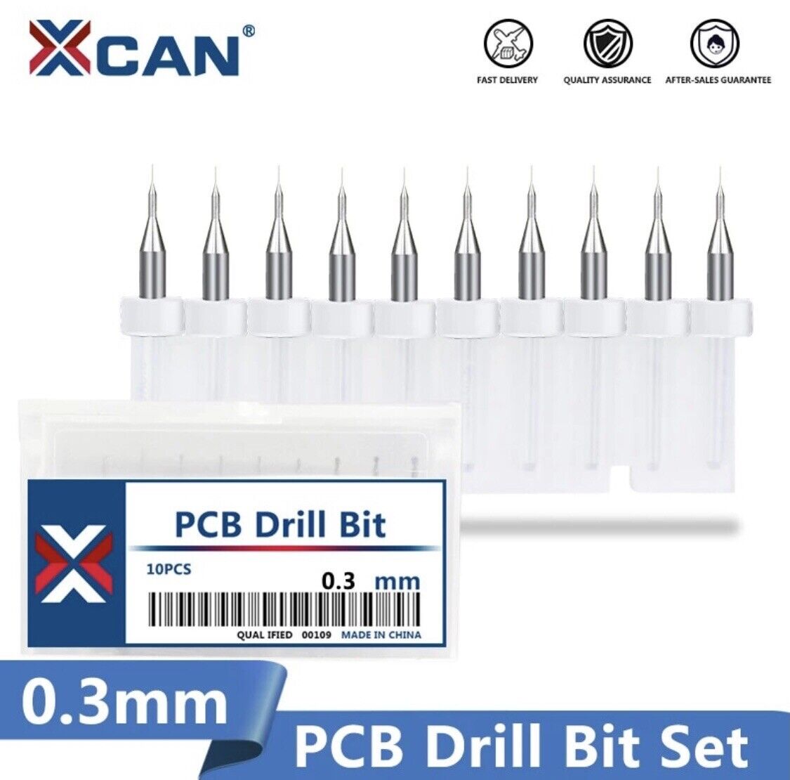 10Pcs 0.3mm PCB Print Circuit Board Tungsten Carbide Mini Micro Drill Bit Set