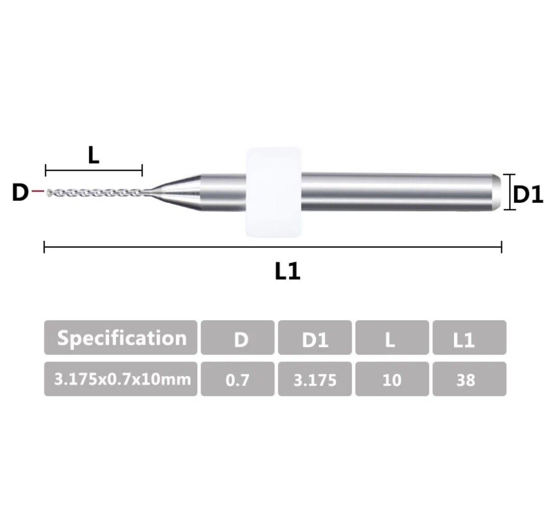 10Pcs 0.7mm PCB Print Circuit Board Carbide Mini Micro Drill Bit Set