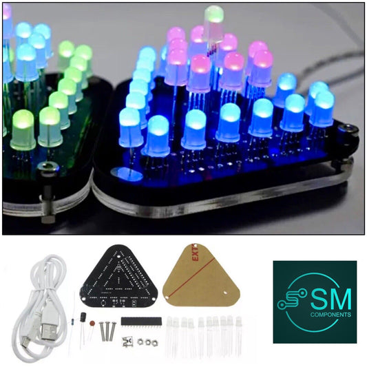 1PC Electronic DIY RGB Led Touch Control Colorful 5MM LED Triangular Pyramid Kit