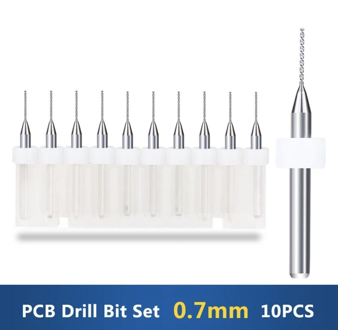 10Pcs 0.7mm PCB Print Circuit Board Carbide Mini Micro Drill Bit Set