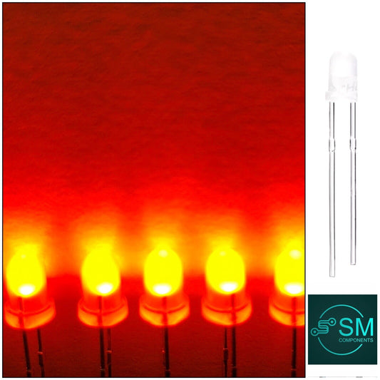 100pc 3mm ORANGE Diffused Round Top LED DIY Light Emitting Diodes 605nm