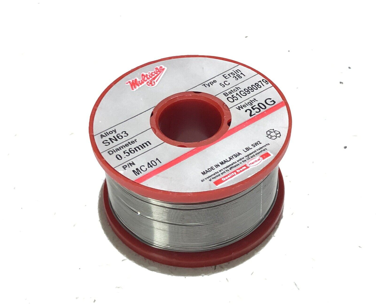 Multicore Sn63/Pb37 Tin/Lead Ersin 381 Flux 5 Cored Solder Wire, 0.56mm 0.25kg