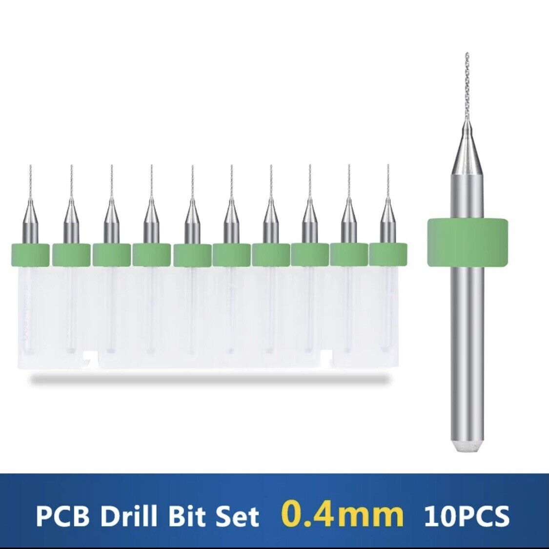 10Pcs 0.4mm PCB Print Circuit Board Tungsten Carbide Mini Micro Drill Bit Set