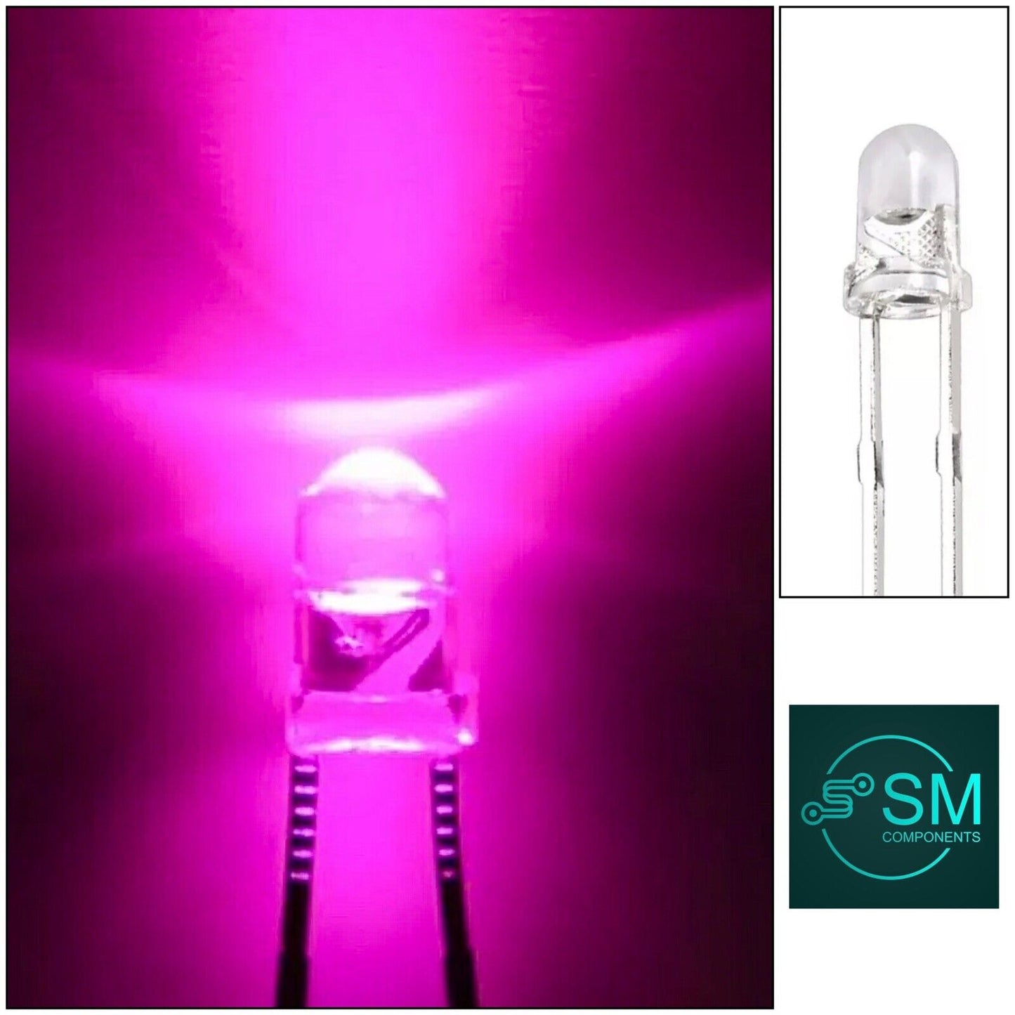 3mm F3 Pink Led Light Emitting Diode 100pcs Clear Top Round Head