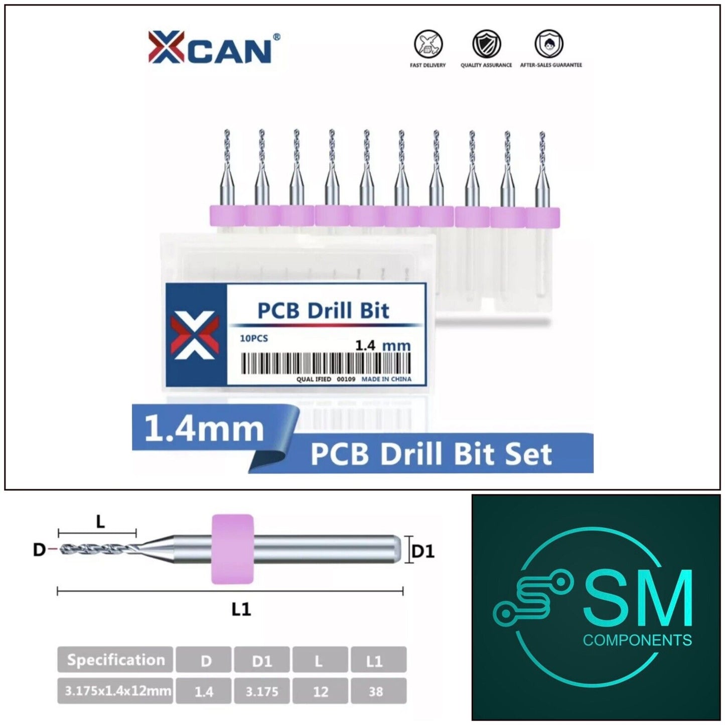 10Pcs 1.4mm PCB Print Circuit Board Carbide Mini Micro Drill Bit Set