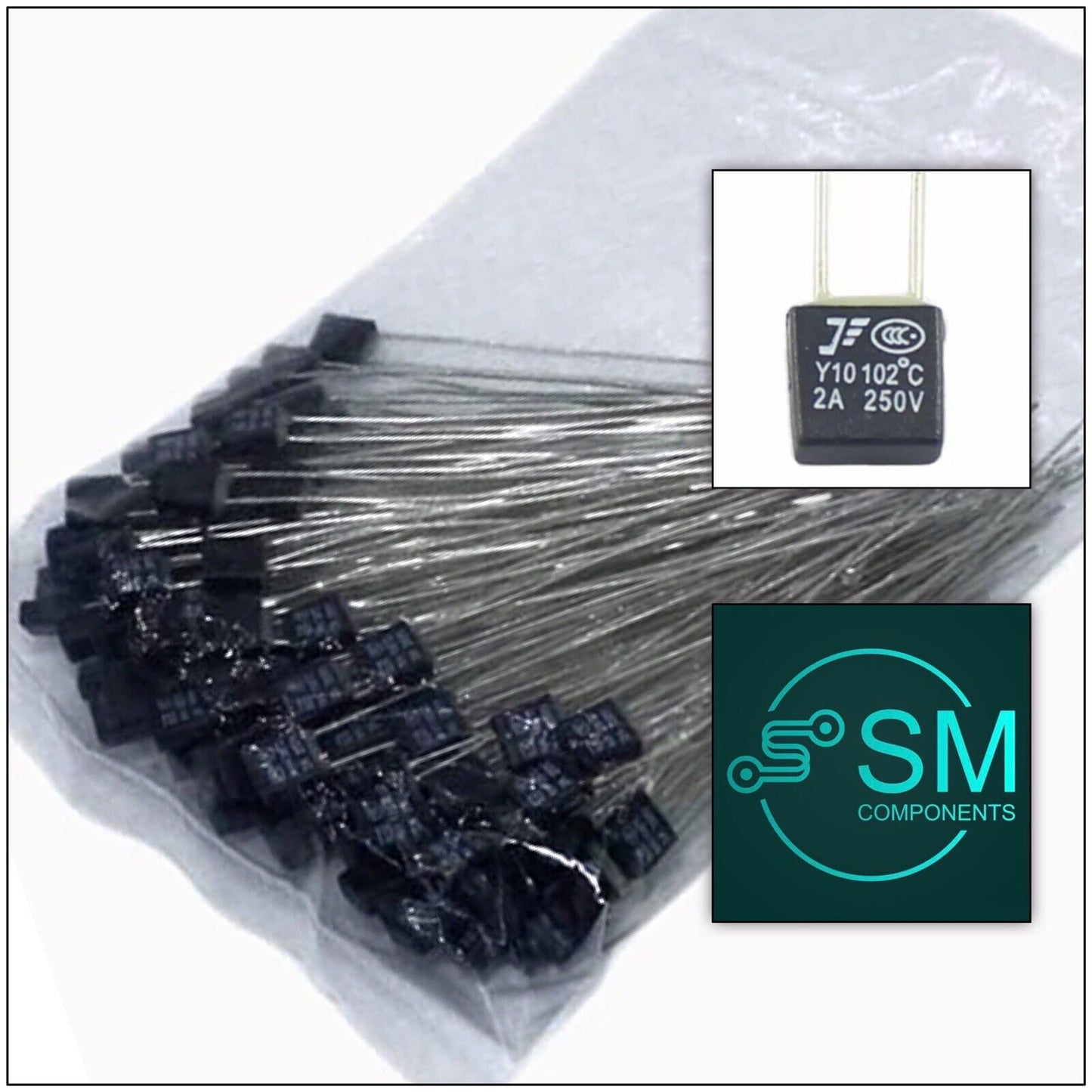 70pcs RH Thermal Fuse 102℃~135° C Degree 250V 2A Black Square Temperature Switch