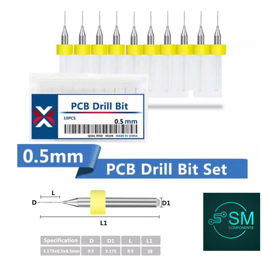 10Pcs 0.5mm PCB Print Circuit Board Tungsten Carbide Mini Micro Drill Bit Set