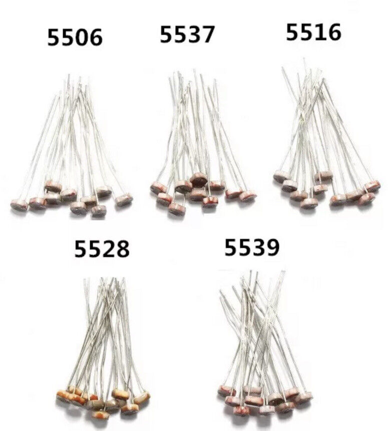 50pcs 5mm 10pc X 5 Values DIP CDS Photoresistor Light Dependent Resistor LDR Kit