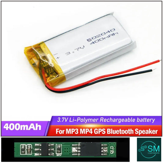 1 X Polymer Lithium Ion Battery LiPo 400mA 3.7V 502040 5X20X40 Inc Protection