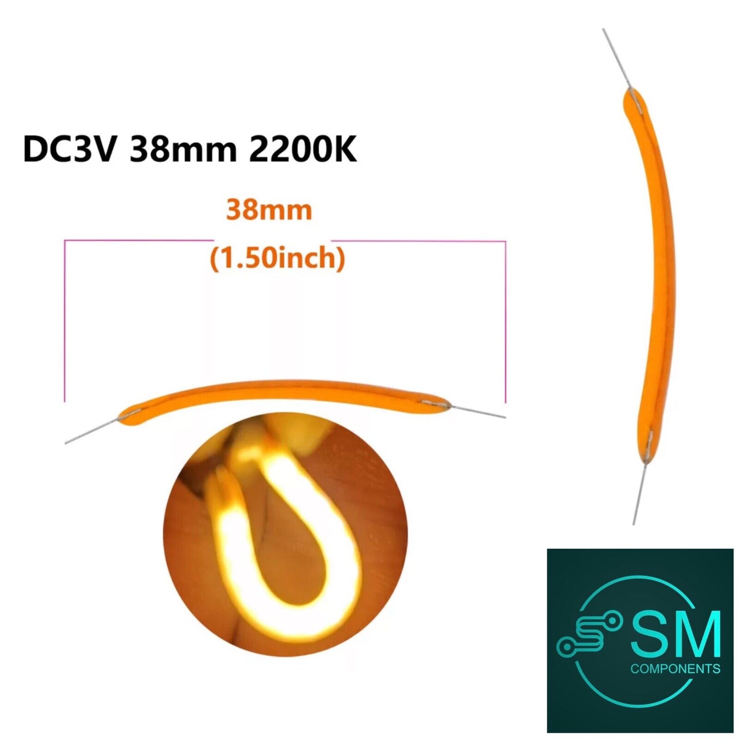 6pcs DC3V 38mm WARM WHITE LEDS Light Emitting Diode Flexible Silicone Filament