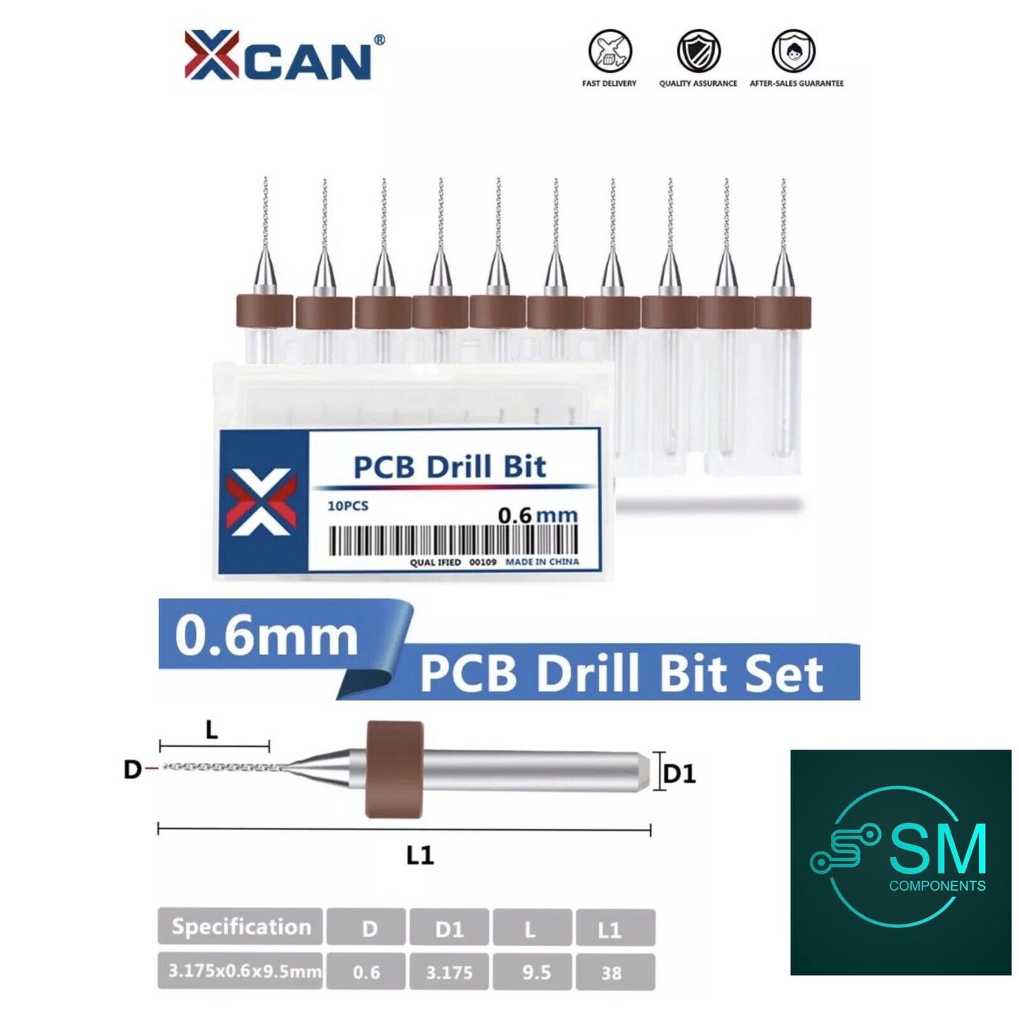 10Pcs 0.6mm PCB Print Circuit Board Carbide Mini Micro Drill Bit Set