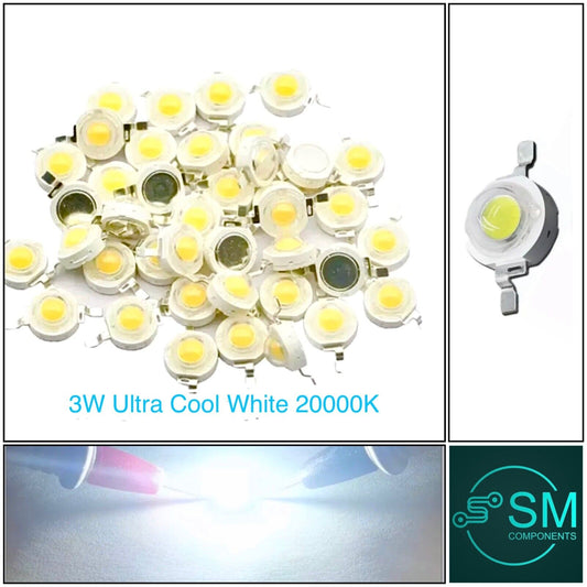 20 Pieces 3W ULTRA COLD WHITE LED 20000K Beads SMD LED Light Emitting Diodes