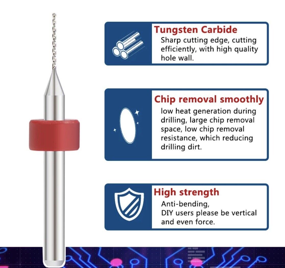 10Pcs 0.75mm PCB Print Circuit Board Tungsten Carbide Mini Micro Drill Bit Set