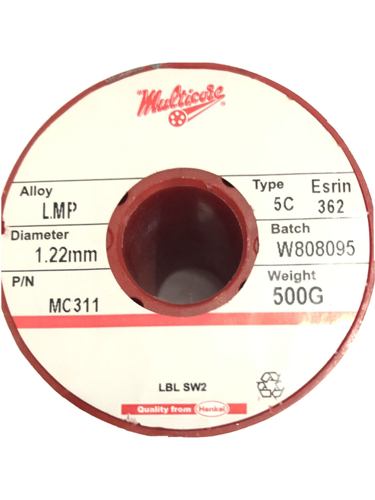 Multicore LMP (Low Melt Point) Solder 1.22mm 5C Esrin 362 Flux 0.5kg Roll MC311